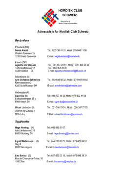 Adresseliste for Nordisk Club Schweiz