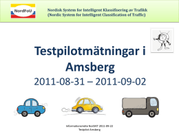 Nordisk System for Intelligent Klassifisering av Trafikk