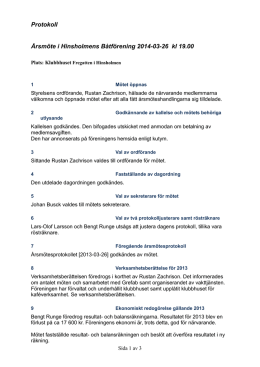 Protokoll Årsmöte i Hinsholmens Båtförening 2014-03