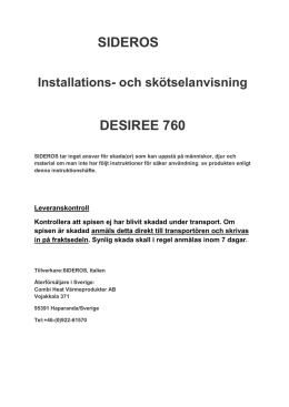 Bruksanvisning vedspis Desiree 760, svenska