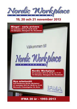 IFMA Nordic Workplace 2013 program