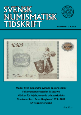 SNT 1 • 2013 - Svenska Numismatiska Föreningen