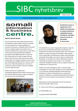 nyu SIBCnyhetsbrev - Somali Information and Business Centre