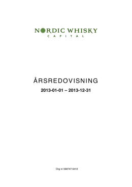 Nordic Whisky Capital AB – årsredovisning 2013