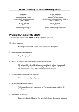 Svensk Förening för Klinisk Neurofysiologi Protokoll Årsmöte 2013
