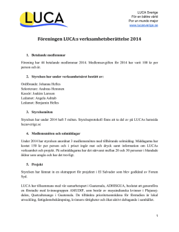 Föreningen LUCA:s verksamhetsberättelse 2014
