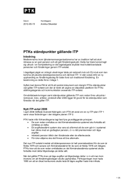 PTKs ståndpunkter gällande ITP
