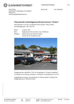 Tillsynsbesök solelanläggning Härryda kommun ”Kroken”