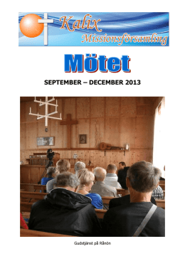 SEPTEMBER – DECEMBER 2013 - Kalix Missionsförsamling