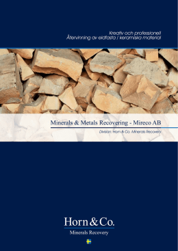 Minerals & Metals Recovering - Mireco AB