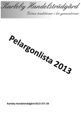 Pelargonlista 2013 - Karleby Handelsträdgård