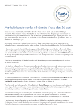 Marthaförbundet samlas till vårmöte i Vasa den 26 april