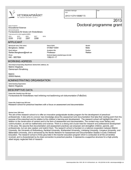2013 Doctoral programme grant