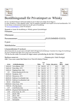 Beställningsmall för Privatimport av Whisky