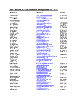 Lindö Seniorer år 2014 mail och telefon lista, uppdaterad 2014-08-07