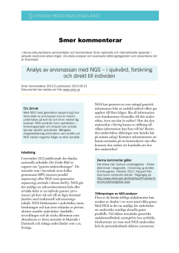 Smer kommenterar 2013_2 Analyser av arvsmassan med NGS (pdf