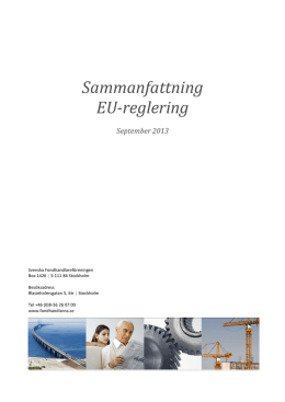 Sammanfattning EU-‐reglering - Svenska Fondhandlareföreningen
