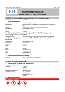SÄKERHETSDATABLAD White Spirit (LI 200), Lacknafta