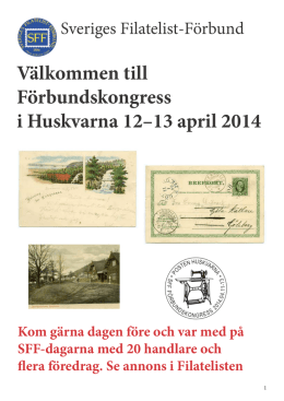 Välkommen till Förbundskongress i Huskvarna 12–13 april 2014