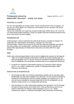 Pedagogisk planering Matematik/ Geometri &ndash; vinklar och skala