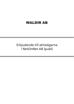 WALDIR AB - Finansinspektionen