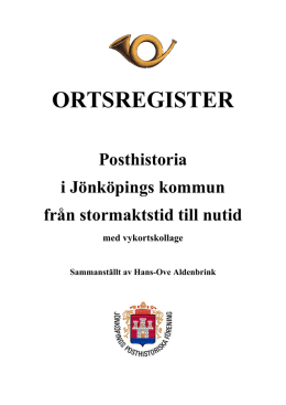 ORTSREGISTER - Jönköpings Posthistoriska Förening