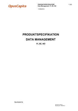 PRODUKTSPECIFIKATION DATA MANAGEMENT