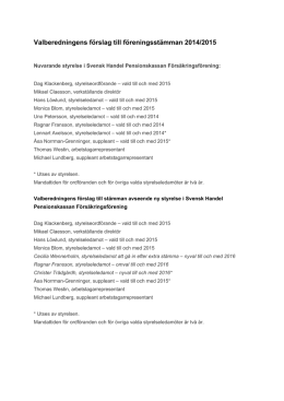 Valberedningens förslag till föreningsstämman 2014/2015