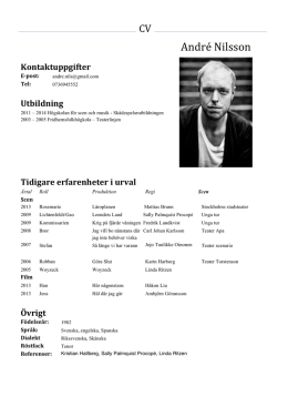 CV André Nilsson - Högskolan för scen och musik