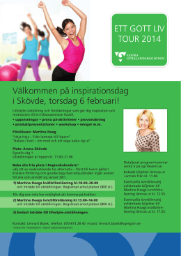 Välkommen på inspirationsdag i Skövde, torsdag 6 februari! ETT