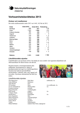 Verksamhetsberättelse 2013 - Naturskyddsföreningen Dalarna
