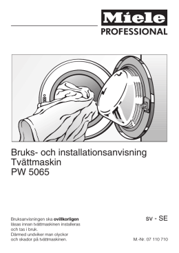 Bruks- och installationsanvisning Tvättmaskin PW 5065