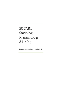 SOCA81 Sociologi - Sociologiska institutionen