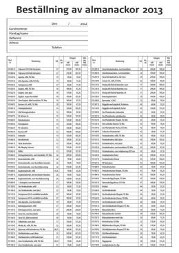 Beställning av almanackor 2013