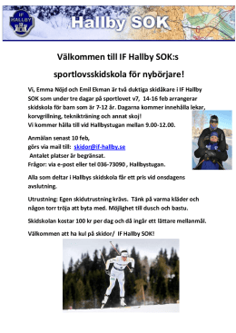 Välkommen till IF Hallby SOK:s sportlovsskidskola för nybörjare!