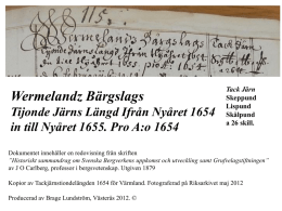 Värmlands Bergslag Bergsmän Värmland 1654