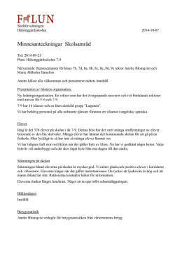 Minnesanteckningar Skolsamråd 25/9-2014