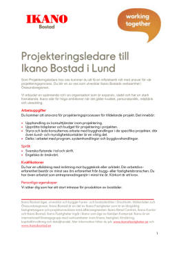 Projekteringsledare till Ikano Bostad i Lund