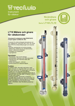 Instrument för vätskor Nivåmätare och givare Serie LT10/LTL10