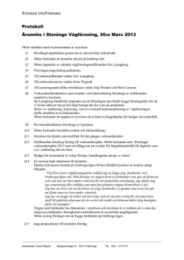 Protokoll Årsmöte i Steninge Vägförening, 26:e Mars 2013