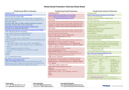 Panda Cloud Protection Technical Cheat Sheet