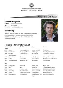 CV Rasmus - Högskolan för scen och musik