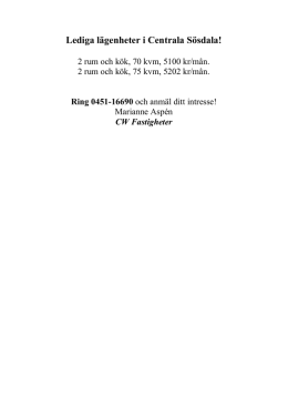 Lediga L&auml;genheter