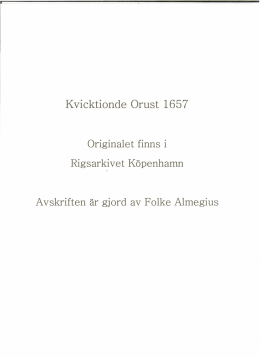 Kvicktionde Orust 1657