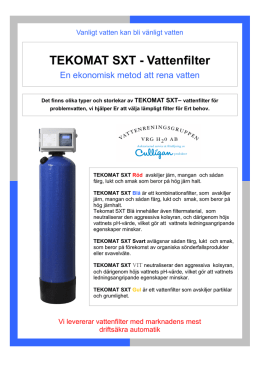 Produktblad Tekomat SXT vattenfilterserie