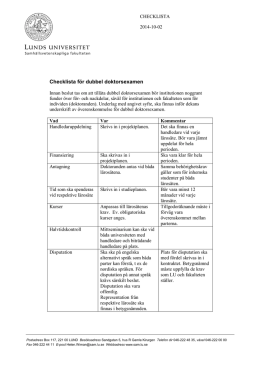 Dubbel doktorsexamen, checklista, uppdaterad 2014-10
