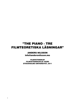 THE PIANO - TRE FILMTEORETISKA LÄSNINGAR”
