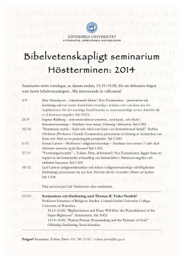 Bibelvetenskapligt seminarium Höstterminen: 2014