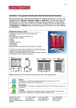 Datablad, gjuthartsisolerade transformatorer (pdf 521 kB)