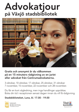 Centrumadvokaterna erbjuder nu advokatjour i Växjö
